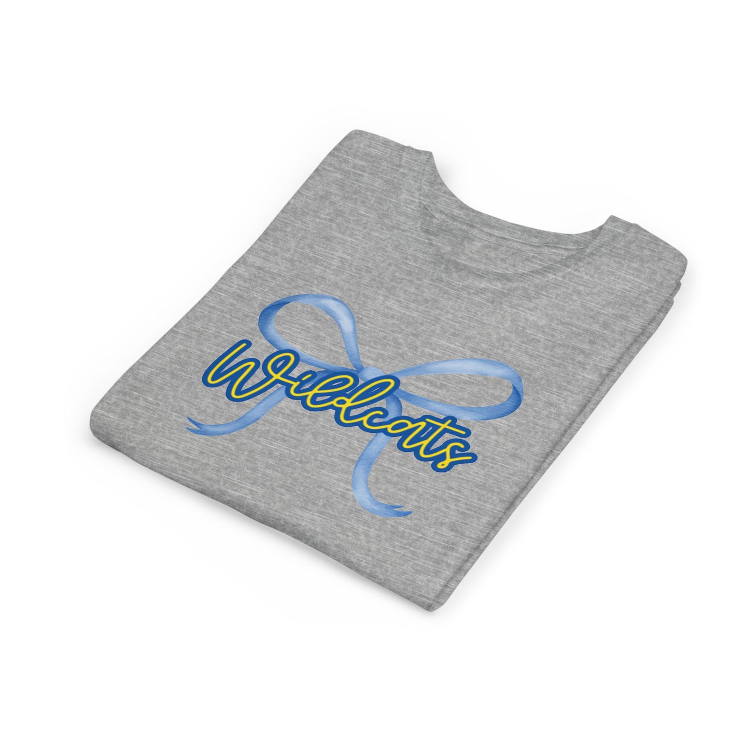 Youth Wildcat Tee with Bow Design, Cool Shirt for Wildcats Fans, Perfect for School Events, Birthdays, Sports, and Everyday Wear