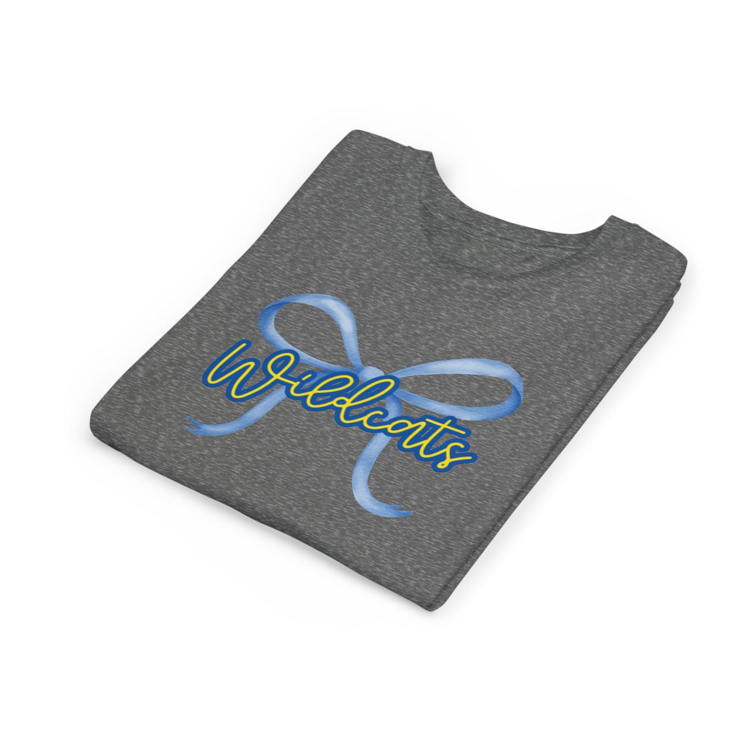Youth Wildcat Tee with Bow Design, Cool Shirt for Wildcats Fans, Perfect for School Events, Birthdays, Sports, and Everyday Wear