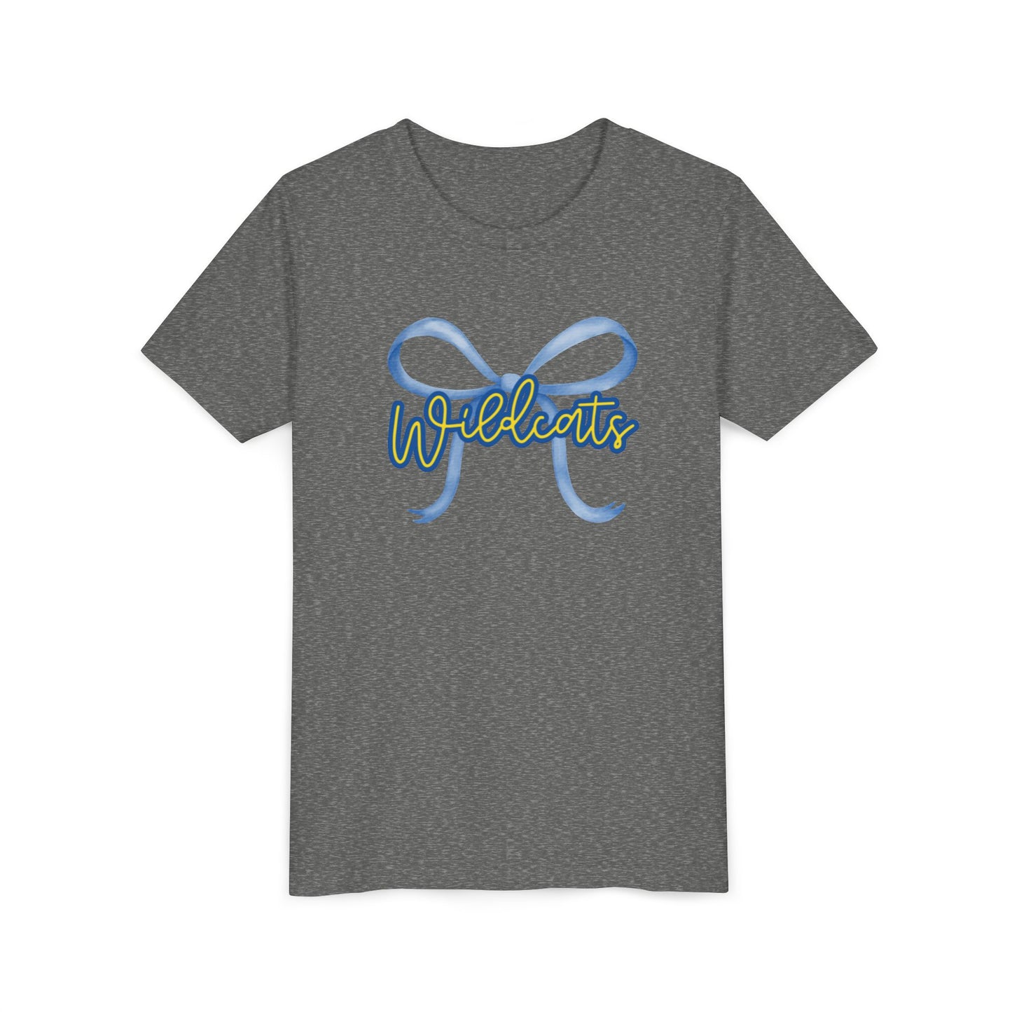 Youth Wildcat Tee with Bow Design, Cool Shirt for Wildcats Fans, Perfect for School Events, Birthdays, Sports, and Everyday Wear