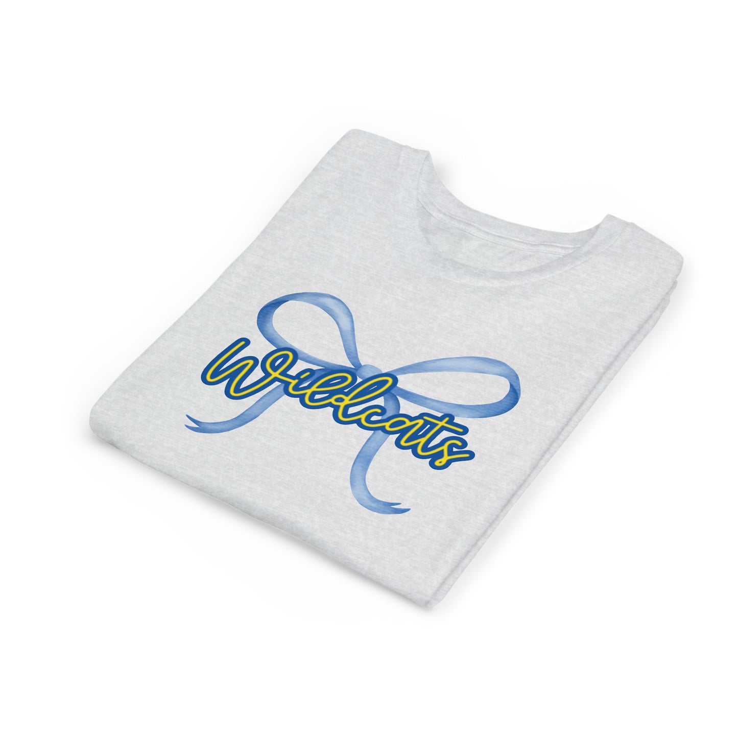 Youth Wildcat Tee with Bow Design, Cool Shirt for Wildcats Fans, Perfect for School Events, Birthdays, Sports, and Everyday Wear