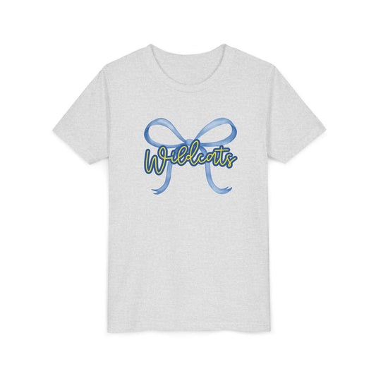 Youth Wildcat Tee with Bow Design, Cool Shirt for Wildcats Fans, Perfect for School Events, Birthdays, Sports, and Everyday Wear