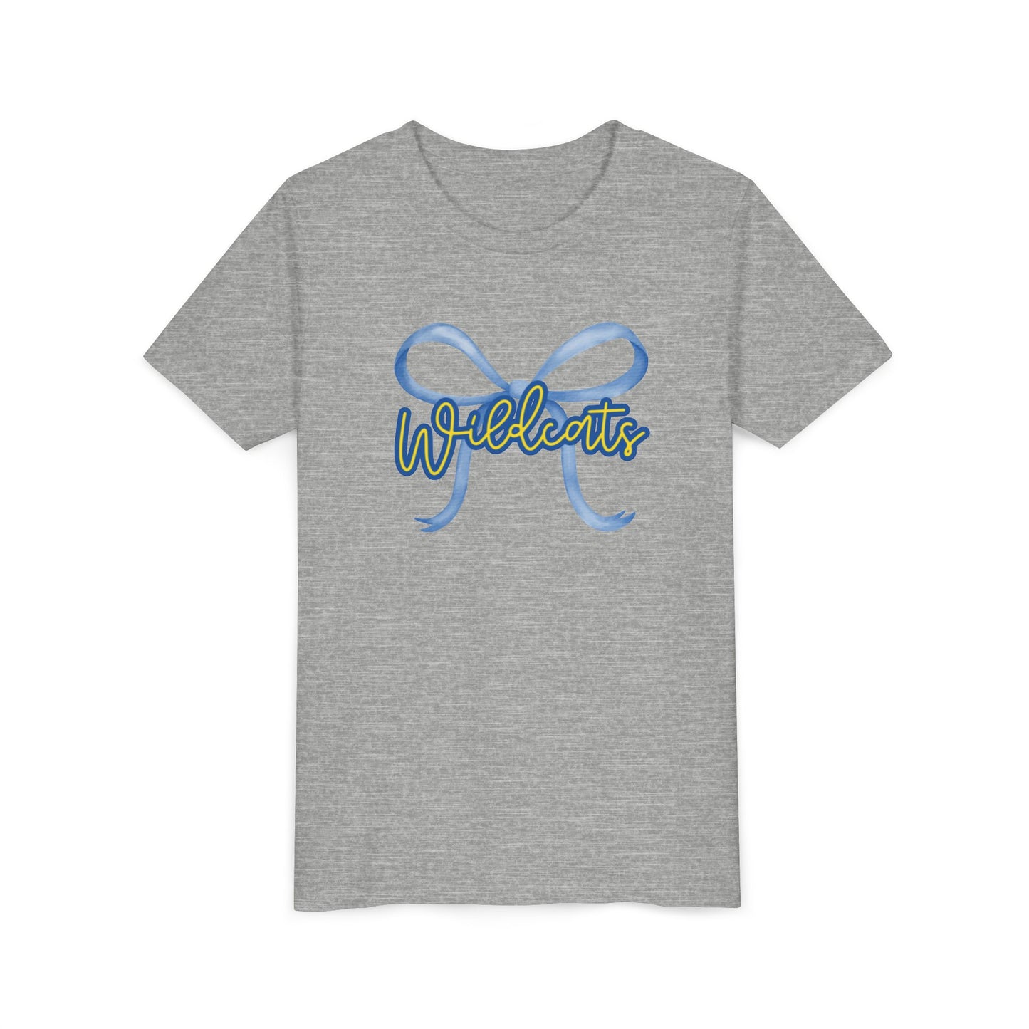 Youth Wildcat Tee with Bow Design, Cool Shirt for Wildcats Fans, Perfect for School Events, Birthdays, Sports, and Everyday Wear
