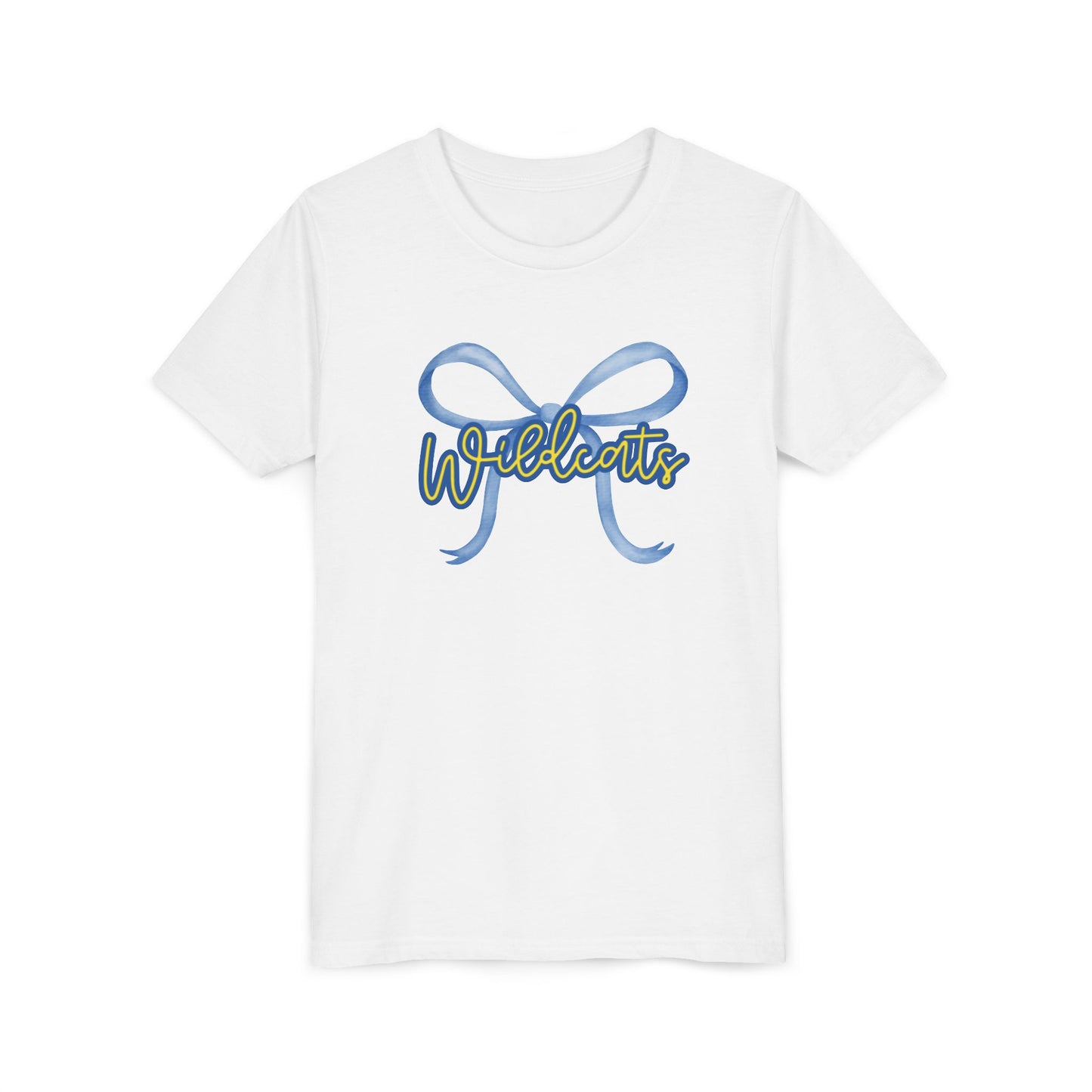 Youth Wildcat Tee with Bow Design, Cool Shirt for Wildcats Fans, Perfect for School Events, Birthdays, Sports, and Everyday Wear